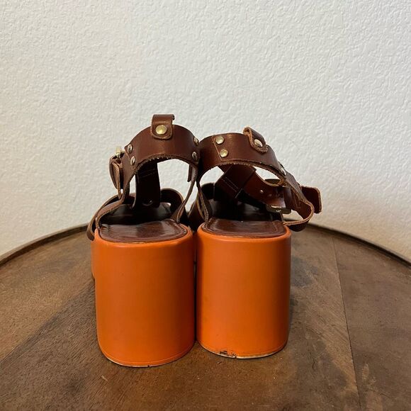 Free People Luggage Leather Pacific Platform Fisherman Sandals Women's 37 US 7 - Picture 4 of 7